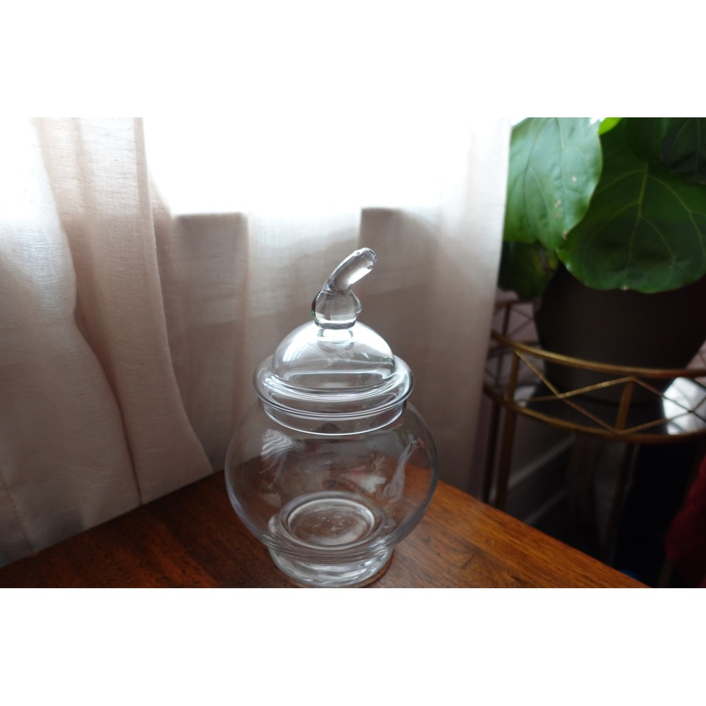 Vintage 8‎ inches clear glass apothecary jar with lid - Picture 8 of 9